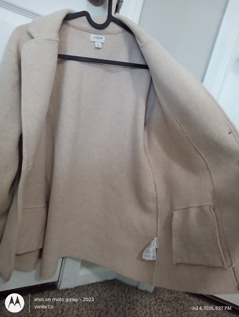 J.Crew Sweater Blazer Hthr Light Khaki Large - Picture 6 of 10